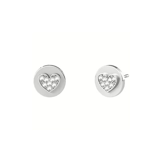 Orecchini da donna Kidult Symbols in acciaio con cuore di cristalli 761006-1
