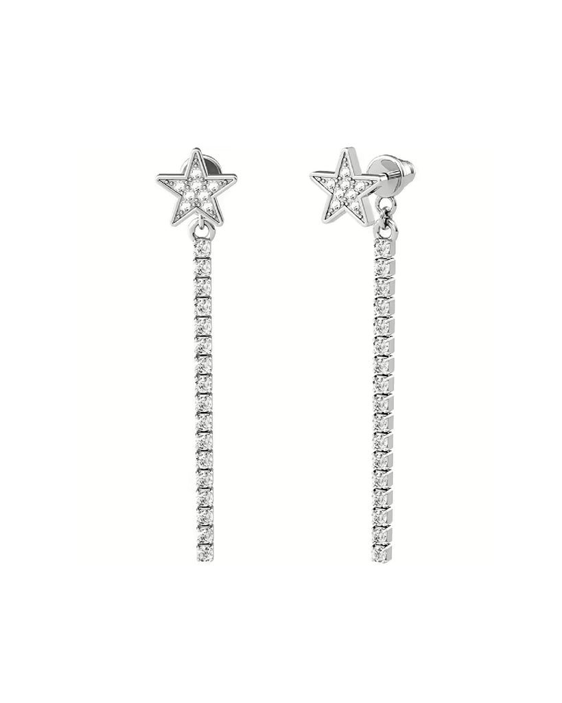 Orecchini pendenti da donna della collezione Kidult Friendship in acciaio a forma di stella con cristalli bianchi e tennis pendente 761011