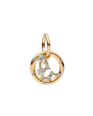 Charm da donna della collezione Pandora Moments in argento placcato in Oro 14K della costellazione dell'acquario con zirconi 762717C01