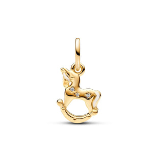 Charm pendente della collezione Pandora Moments da donna con unicorno a dondolo e zirconi incastonati a stella 762978C01