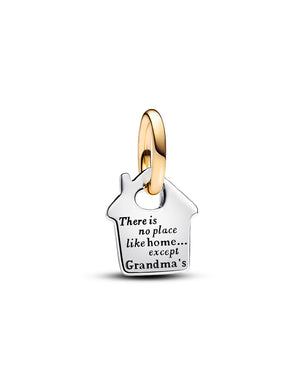 Charm pendente da donna Pandora Moments in argento 925 e placcatura in oro 14k a forma di casa della nonna 763205C00