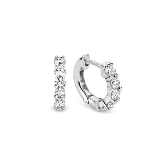 Orecchini cerchio donna TI SENTO Milano in argento con 5 zirconi 7718ZI-2