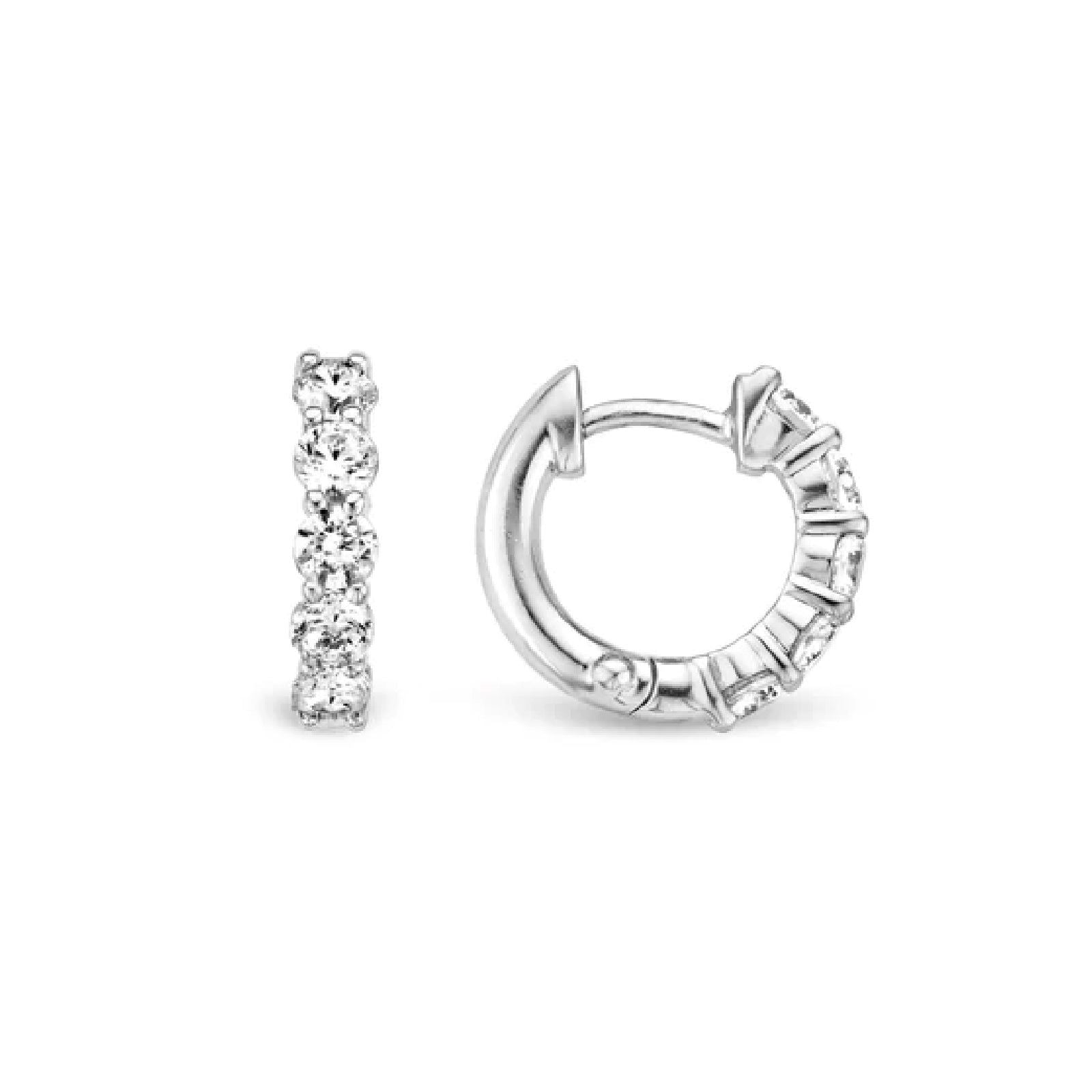 Orecchini cerchio donna TI SENTO Milano in argento con 5 zirconi 7718ZI-3