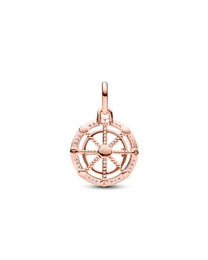 Charm da donna Pandora ME in lega metallica placcata oro rosa 14k a forma di ruota della fortuna con zirconi 783063C01