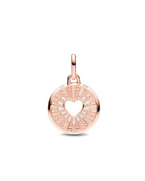 Charm Medallion Hearts Pandora ME color oro rosa con cuore in madreperla bianca 783080C01