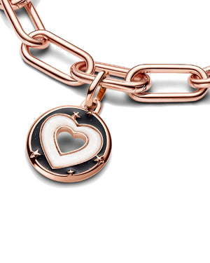 Charm Medallion Hearts Pandora ME color oro rosa con cuore in madreperla bianca 783080C01