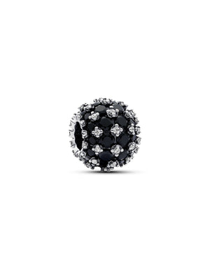 Charm da donna Pandora Moments in Argento Sterling 925 con pavé di cristalli neri e bianchi 792630C04