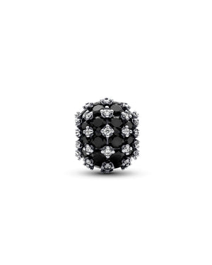 Charm da donna Pandora Moments in Argento Sterling 925 con pavé di cristalli neri e bianchi 792630C04