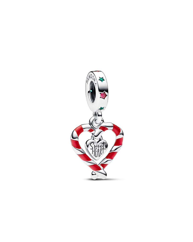 Charm pendente della collezione Pandora Moments da donna a forma di cuore composto da bastoncini di zucchero 792822C01