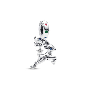 Charm pendente della collezione Pandora Moments da donna a forma di renna con una stellina e cristalli 792826C01