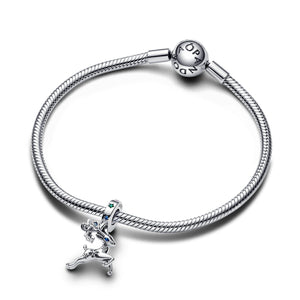 Charm pendente della collezione Pandora Moments da donna a forma di renna con una stellina e cristalli 792826C01