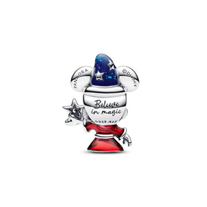Charm della collezione Pandora Moments da donna a forma di Topolino apprendista stregone smaltato di rosso e blu con zircone 792954C01