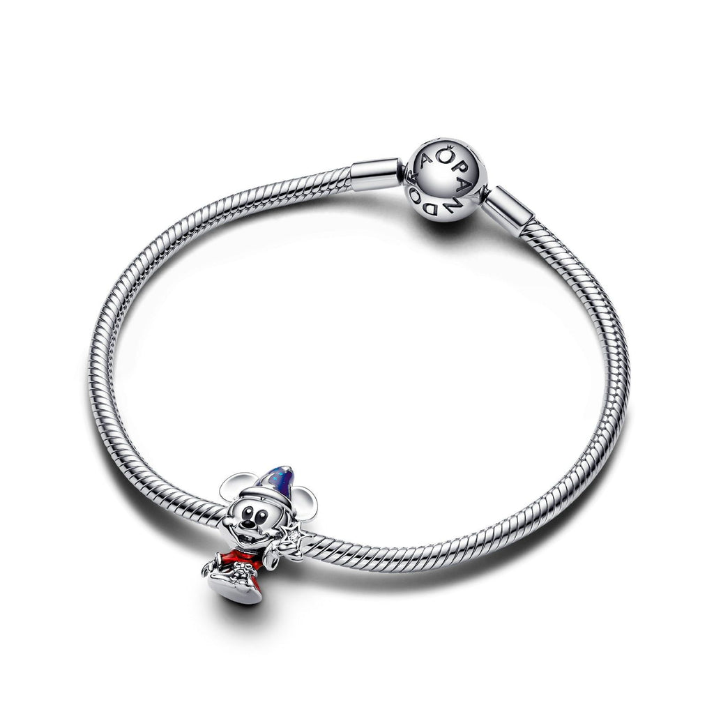 Charm della collezione Pandora Moments da donna a forma di Topolino apprendista stregone smaltato di rosso e blu con zircone 792954C01