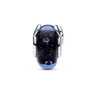 Charm della collezione Pandora Moments da donna realizzato in vetro di Murano di colore blu e zirconi con Minnie e Topolino 792958C01