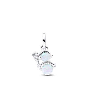 Charm pendente della collezione Pandora Moments da donna a forma di pupazzo di neve impreziosito da un opale bianco 792981C01