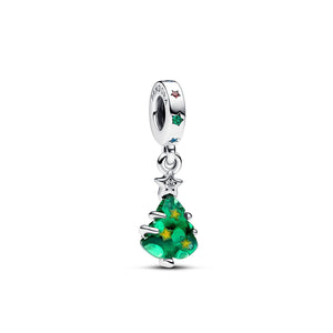 Charm della collezione Pandora Moments da donna con ciondolo di cristallo a forma di albero di Natale con stelline 792983C01