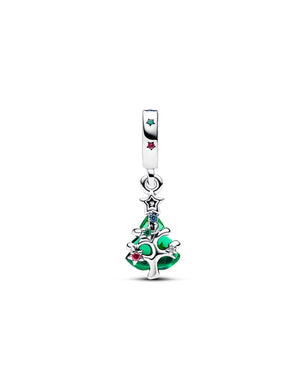 Charm della collezione Pandora Moments da donna con ciondolo di cristallo a forma di albero di Natale con stelline 792983C01