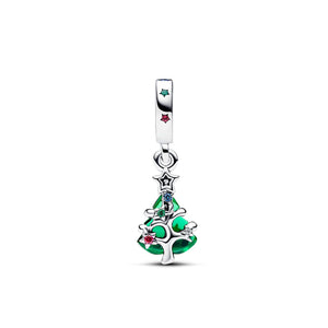 Charm della collezione Pandora Moments da donna con ciondolo di cristallo a forma di albero di Natale con stelline 792983C01