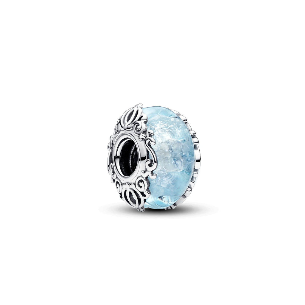 Charm da donna Pandora Disney in Argento Sterling 925 con vetro di Murano azzurro con lavorazione openwork 793073C00