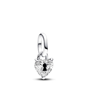 Charm da donna Pandora ME in Argento Sterling 925 con cuore di zircone a forma di lucchetto 793086C01