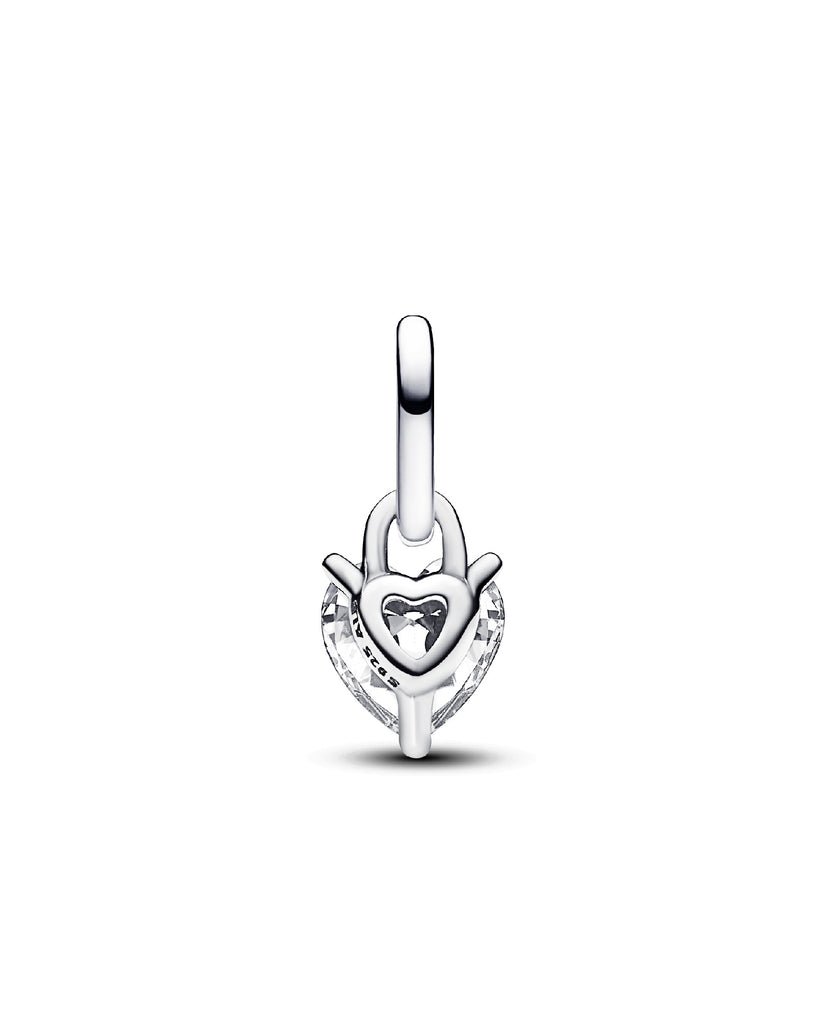 Charm da donna Pandora ME in Argento Sterling 925 con cuore di zircone a forma di lucchetto 793086C01