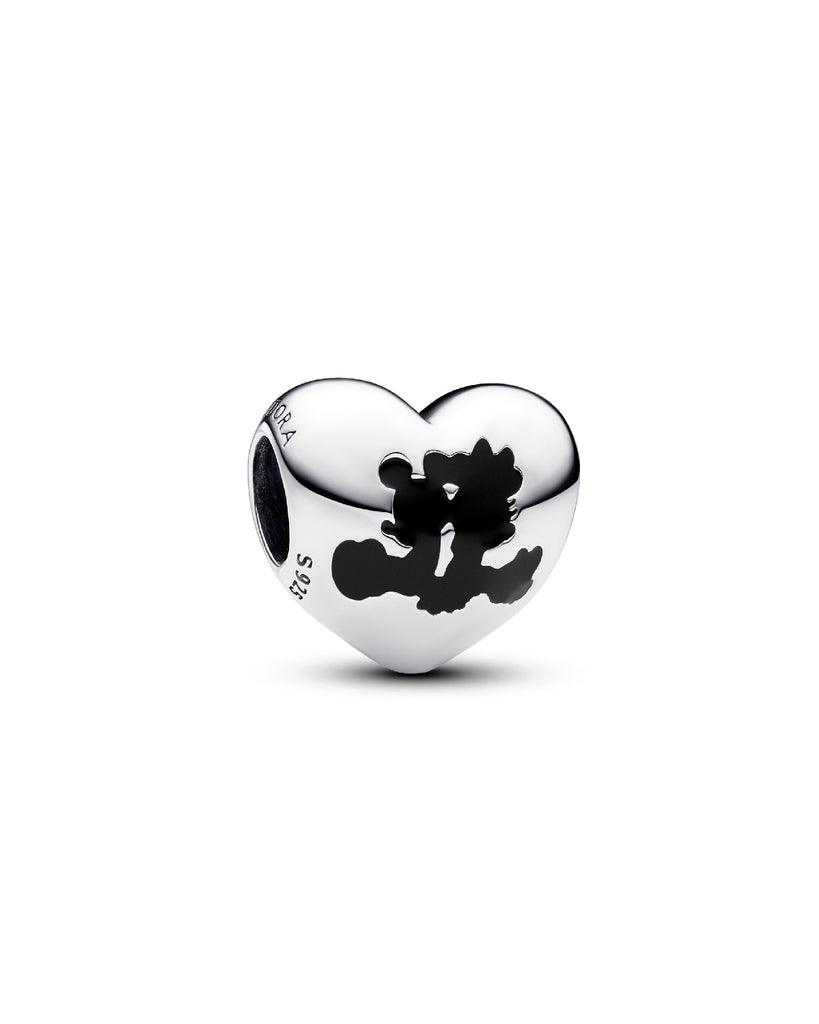 Charm da donna Pandora Disney in Argento Sterling 925 a forma di cuore con Mickey Mouse e Minnie 793092C01