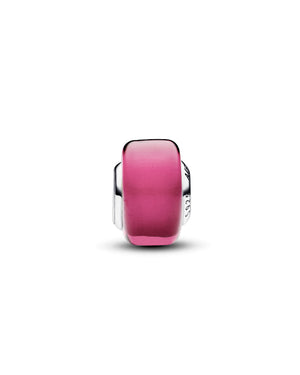 Charm da donna Pandora Moments in Argento Sterling 925 con vetro di Murano di colore rosa con forma squadrata 793107C00