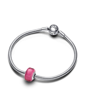 Charm da donna Pandora Moments in Argento Sterling 925 con vetro di Murano di colore rosa con forma squadrata 793107C00