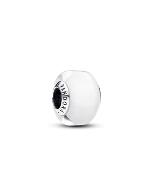 Charm da donna Pandora Moments in Argento Sterling 925 con vetro di Murano di colore bianco con forma squadrata 793118C00