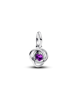 Charm da donna Pandora Moments in argento sterling 925 con un cristallo viola febbraio dentro un motivo openwork 793125C02