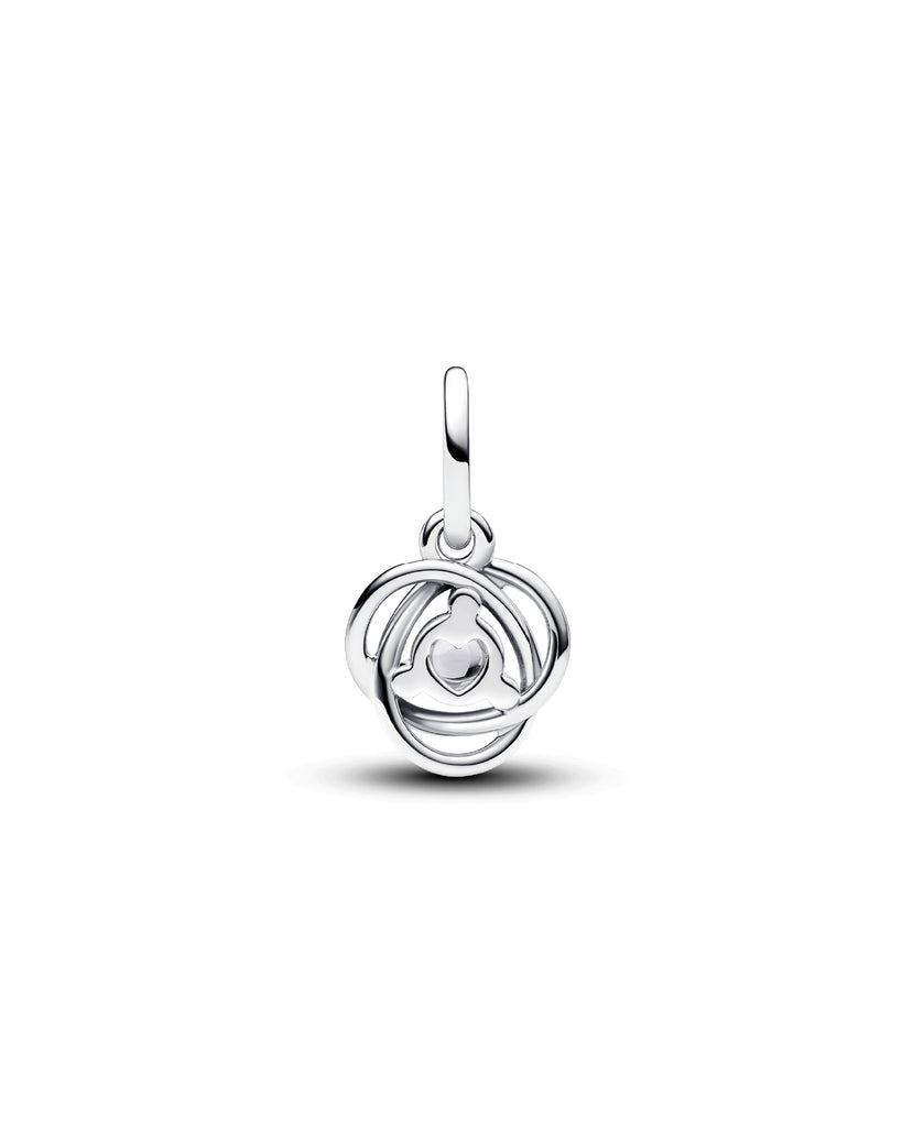Charm da donna Pandora Moments in argento sterling 925 con un cristallo bianco aprile dentro un motivo openwork 793125C04