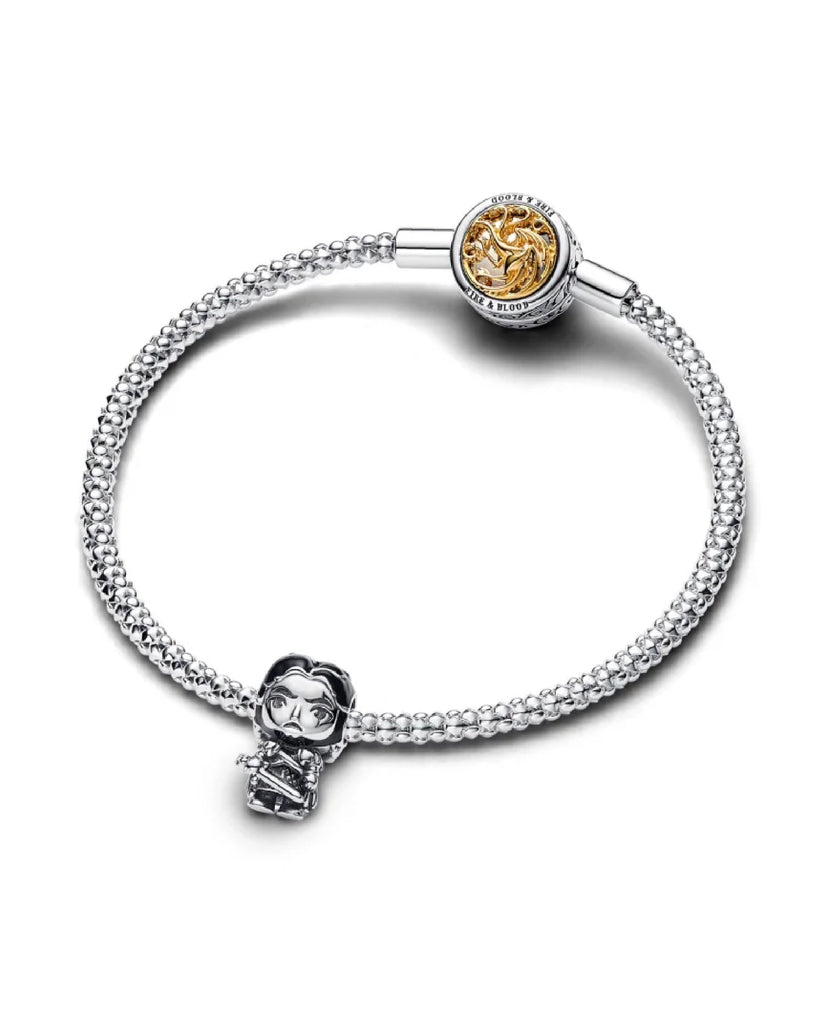 Charm da donna Pandora Moments Game of Thrones in argento sterling 925 a forma di Jon Snow smaltato di nero 793137C01