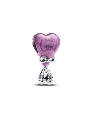 Charm da donna Pandora Moments in argento 925 a forma di palloncino a cuore con scritta "Baby Girl" e scarpe da bimba 793238C01