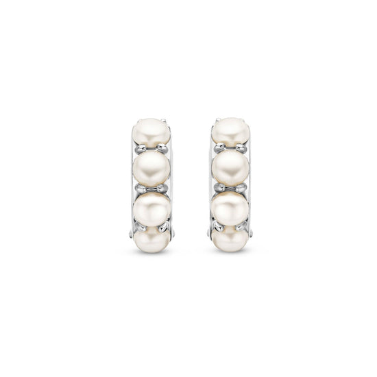 Orecchini cerchio donna TI SENTO Milano in argento con 4 perle 7962PW-1