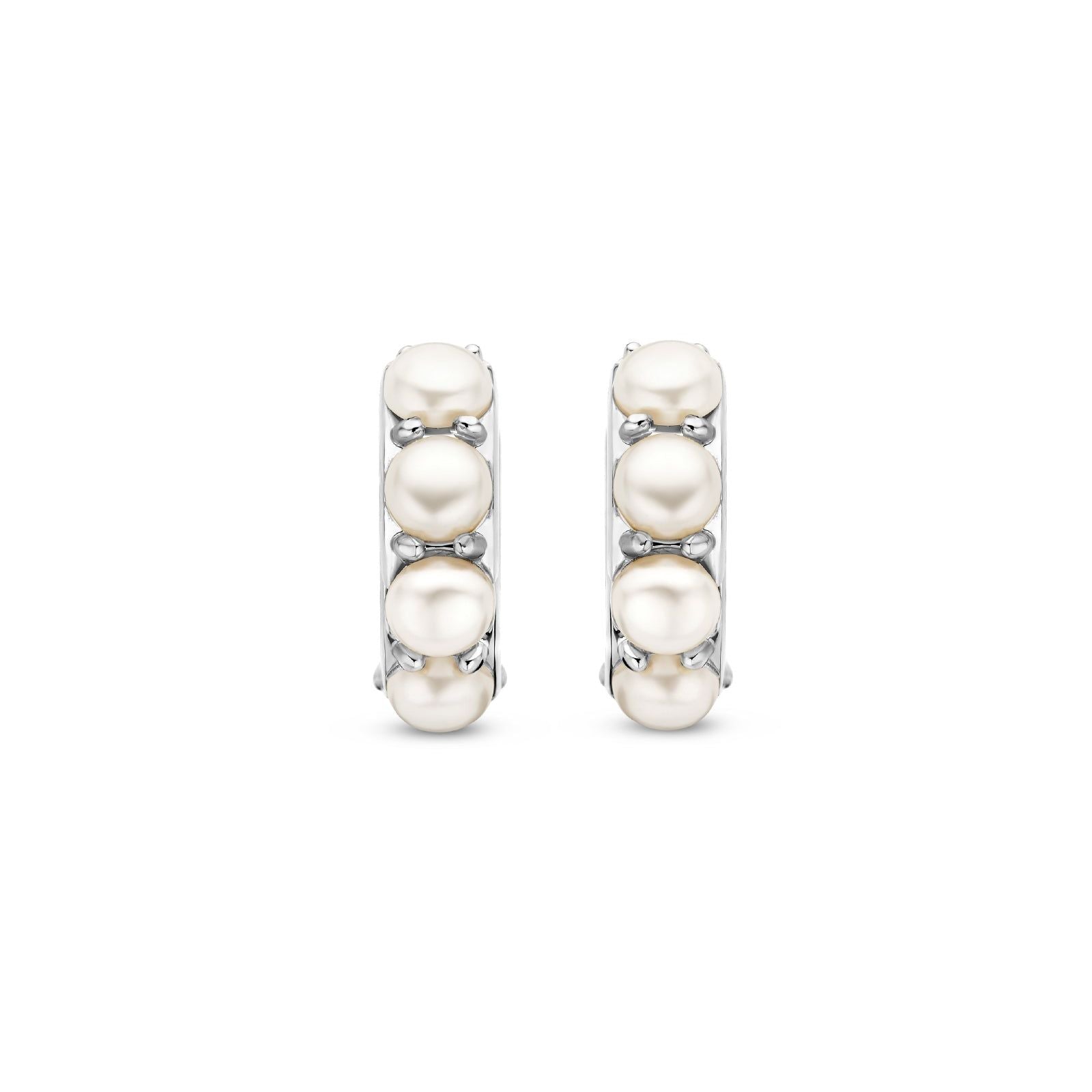 Orecchini cerchio donna TI SENTO Milano in argento con 4 perle 7962PW-1