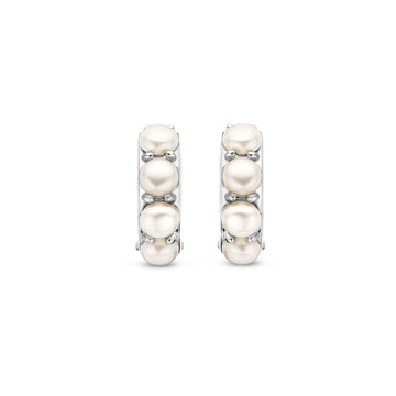Orecchini cerchio donna TI SENTO Milano in argento con 4 perle 7962PW-1