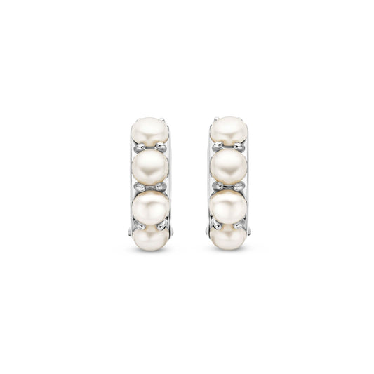Orecchini cerchio donna TI SENTO Milano in argento con 4 perle 7962PW-1
