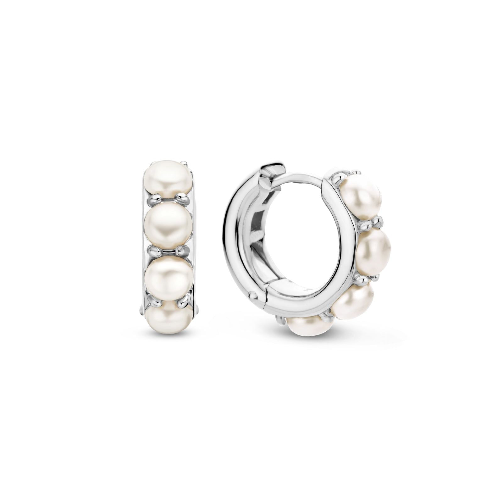 Orecchini cerchio donna TI SENTO Milano in argento con 4 perle 7962PW-2