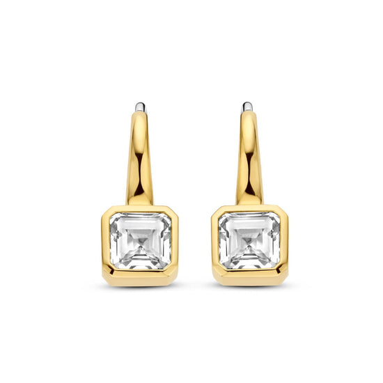 Orecchini pendenti donna TI SENTO Milano argento dorato con zircone quadrato 7966ZY-1