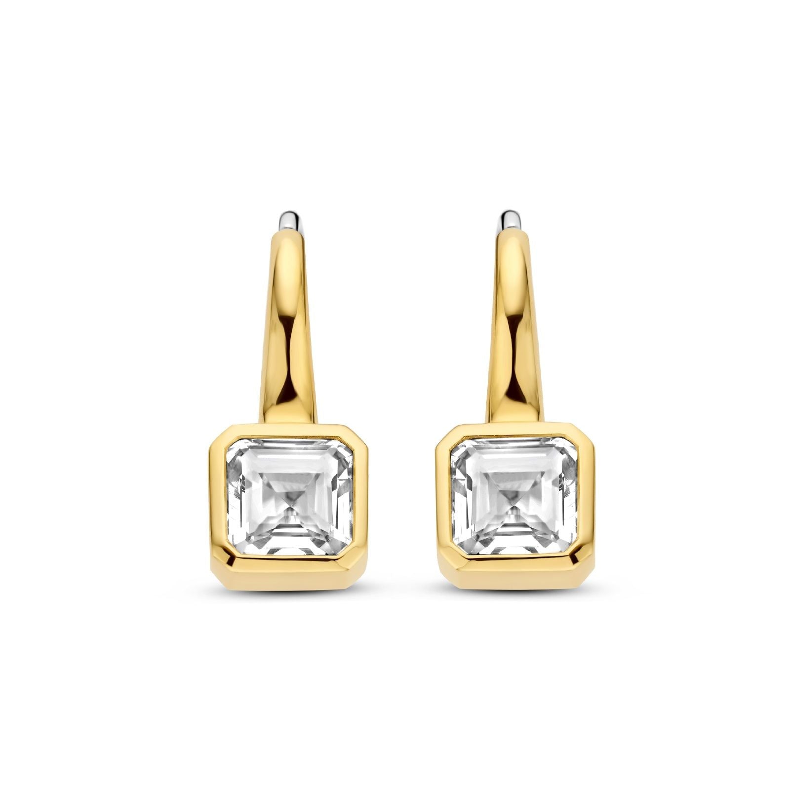 Orecchini pendenti donna TI SENTO Milano argento dorato con zircone quadrato 7966ZY-1