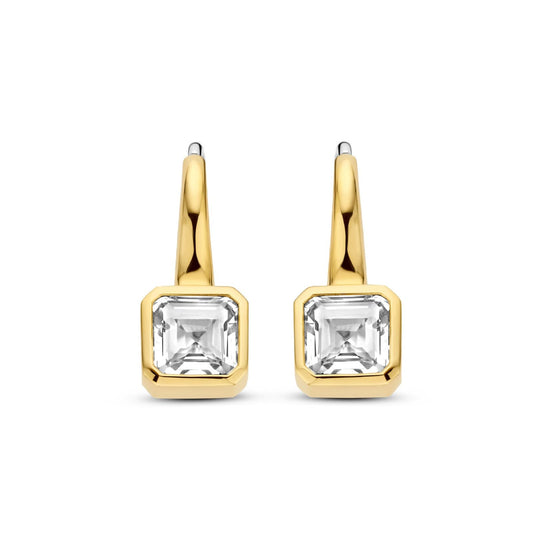 Orecchini pendenti donna TI SENTO Milano argento dorato con zircone quadrato 7966ZY-1
