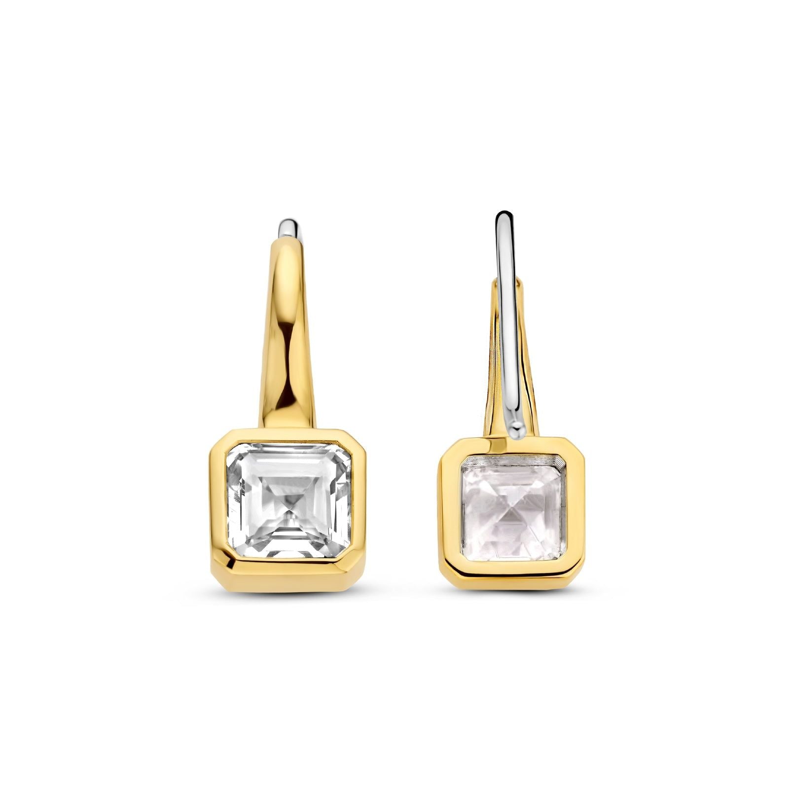 Orecchini pendenti donna TI SENTO Milano argento dorato con zircone quadrato 7966ZY-3