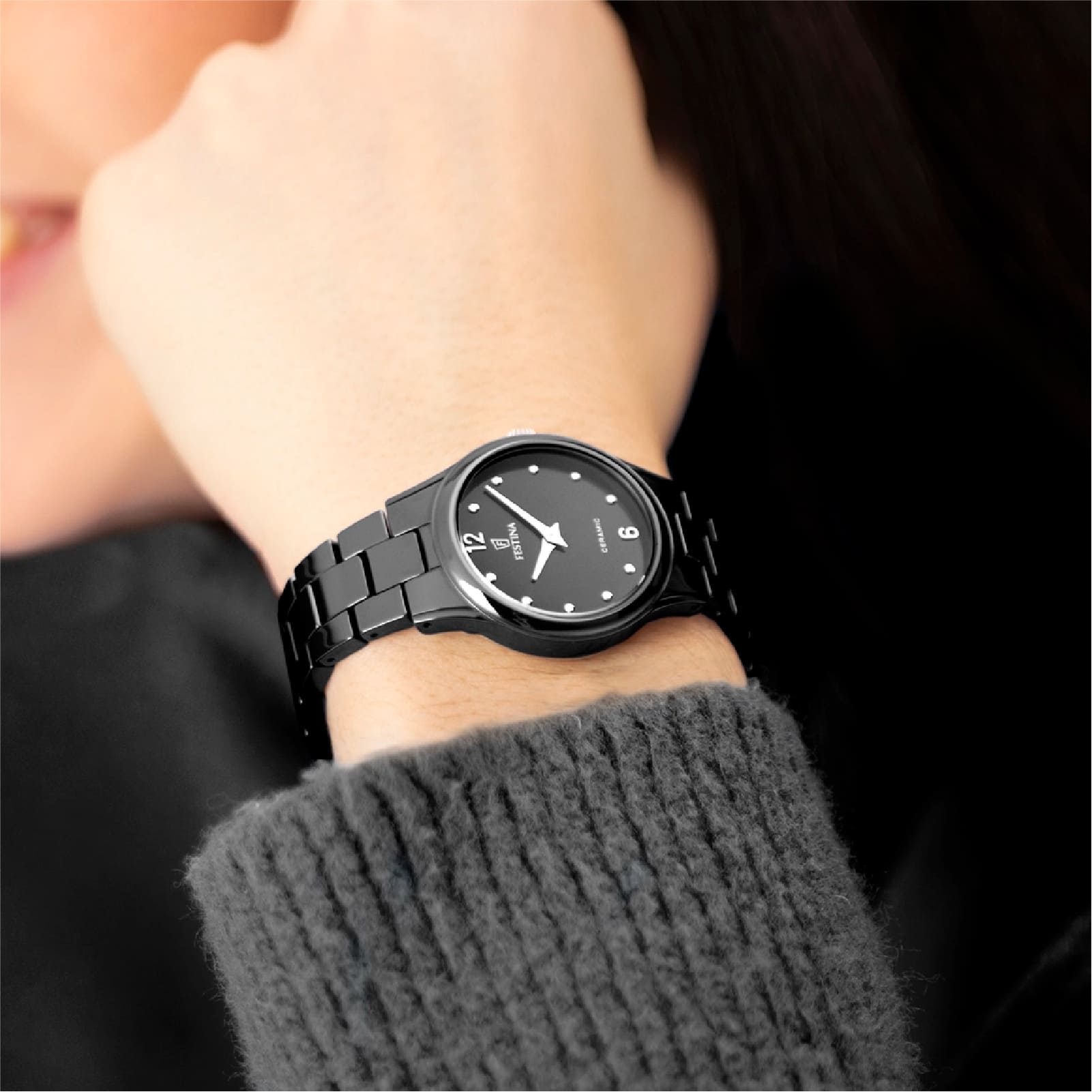 Orologio Festina con cassa e cinturino in ceramica nera MISURA UNICA