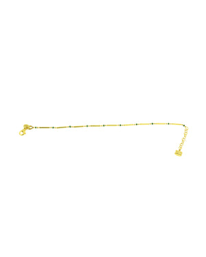 Bracciale catena da donna della collezione Piti Malì Bamboo in argento 925 dorato con piccole sfere smaltate di verde 801/B
