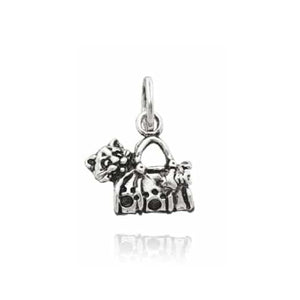 Charm pendente da donna della collezione Giovanni Raspini Charms in argento 925 a forma di gatto nella borsa 8063