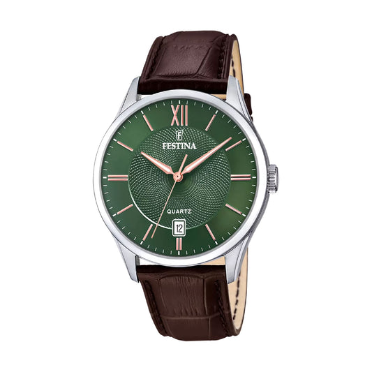 Orologio Festina con quadrante verde e cinturino marrone MISURA UNICA
