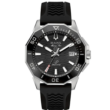 Orologio uomo Bulova Marine Star in acciaio e silicone quadrante nero 43 mm 96B432-1