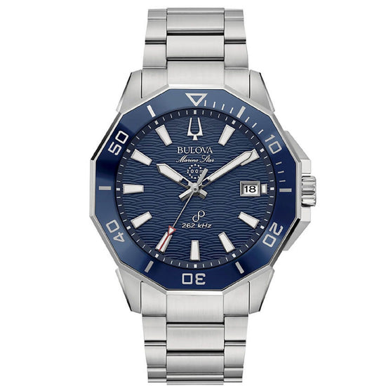 Orologio uomo Bulova Marine Star in acciaio con quadrante blu 43 mm 96B433-1