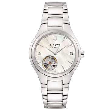 Orologio automatico donna Bulova Classic in acciaio e quadrante in madreperla e diamanti 34 mm 96P247-1