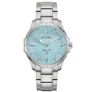 Orologio donna Bulova Marine Star in acciaio diamanti quadrante azzurro 36 mm 96P248-1